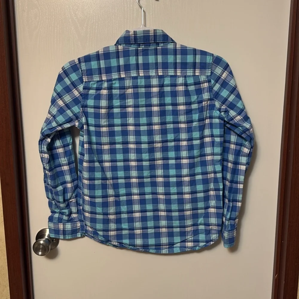 The Children’s Place Boy’s Blue Plaid Button-Up Shirt Large 10/12